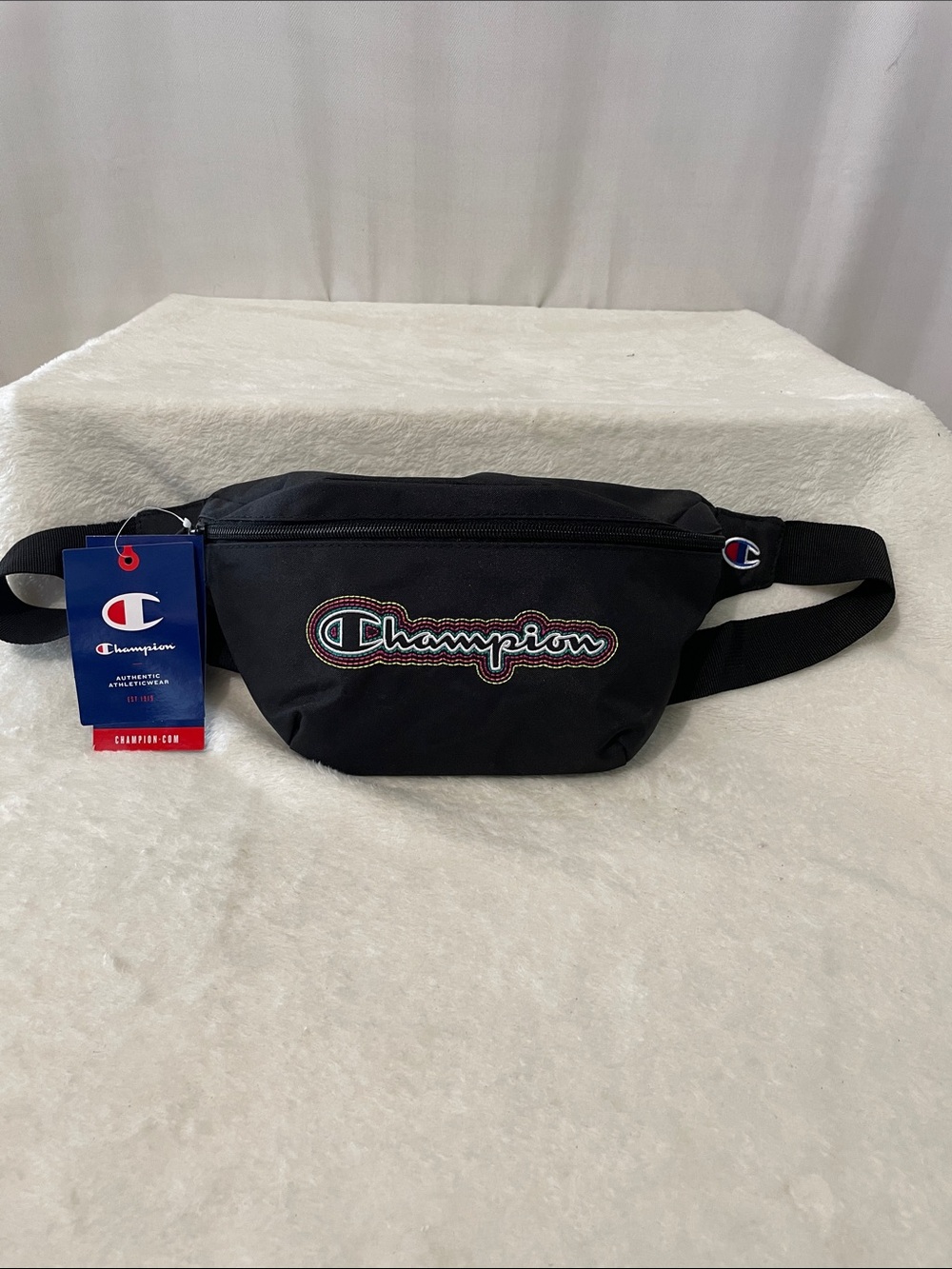 NEW Champion Black Waist Pack with Multicolor Embroidered Logo